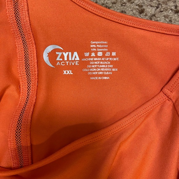Zyia Active Womens Orange Mesh Inset Effortless Racerback Workout Tank Sz XXL - Picture 5 of 7